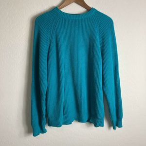 Vintage Teal Women's Knit 100% Cotton Sweater Size M